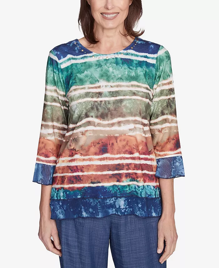 Женский топ Biadere в полоску с принтом тай-дай и круглым вырезом Summer Solstice Alfred Dunner, мультиколор
Женский топ Biadere в полоску с принтом тай-дай и круглым вырезом Summer Solstice Alfred Dunner, мультиколор