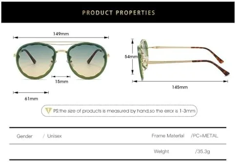Солнцезащитные очки 2027 года для женщин и мужчин, винтажные солнцезащитные очки для женщин с градиентным переходом цвета, защита от ультрафиолета UV400 MTZJH, Green
Солнцезащитные очки 2027 года для женщин и мужчин, винтажные солнцезащитные очки для женщин с градиентным переходом цвета, защита от ультрафиолета UV400 MTZJH, Green