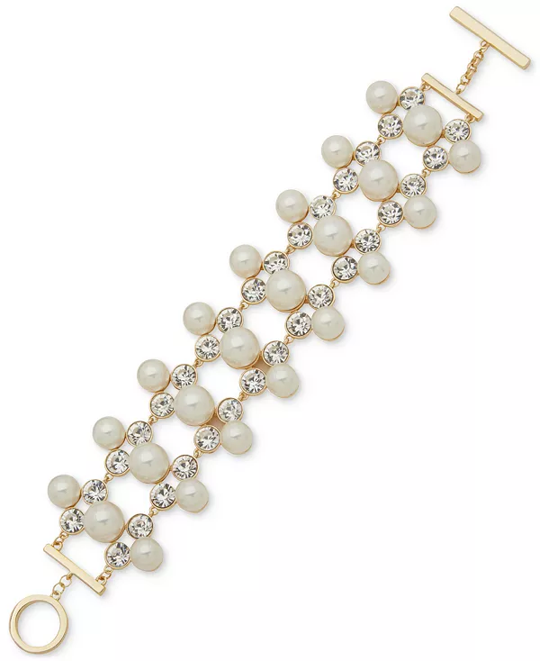 Гибкий браслет с золотистыми кристаллами и искусственным жемчугом Emily In Paris, white
Гибкий браслет с золотистыми кристаллами и искусственным жемчугом Emily In Paris, white
