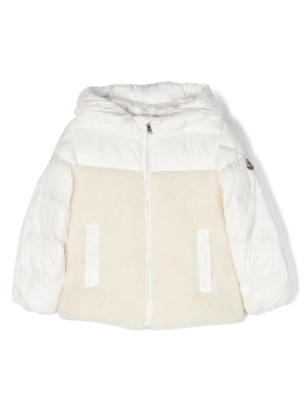 Пуховик с флисовой вставкой Moncler Enfant, белый
Пуховик с флисовой вставкой Moncler Enfant, белый