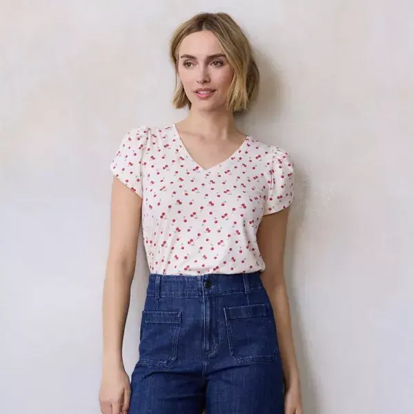 Женская футболка с рукавами-тюльпанами и V-образным вырезом Lc Lauren Conrad, цвет ivry cherry dance
Женская футболка с рукавами-тюльпанами и V-образным вырезом Lc Lauren Conrad, цвет ivry cherry dance