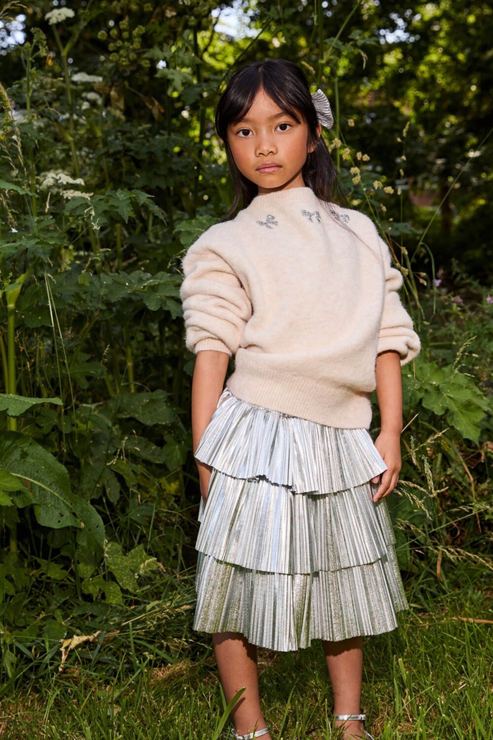 Юбка с металлизированными воланами Monsoon, серебряный 
Юбка с металлизированными воланами Monsoon, серебряный