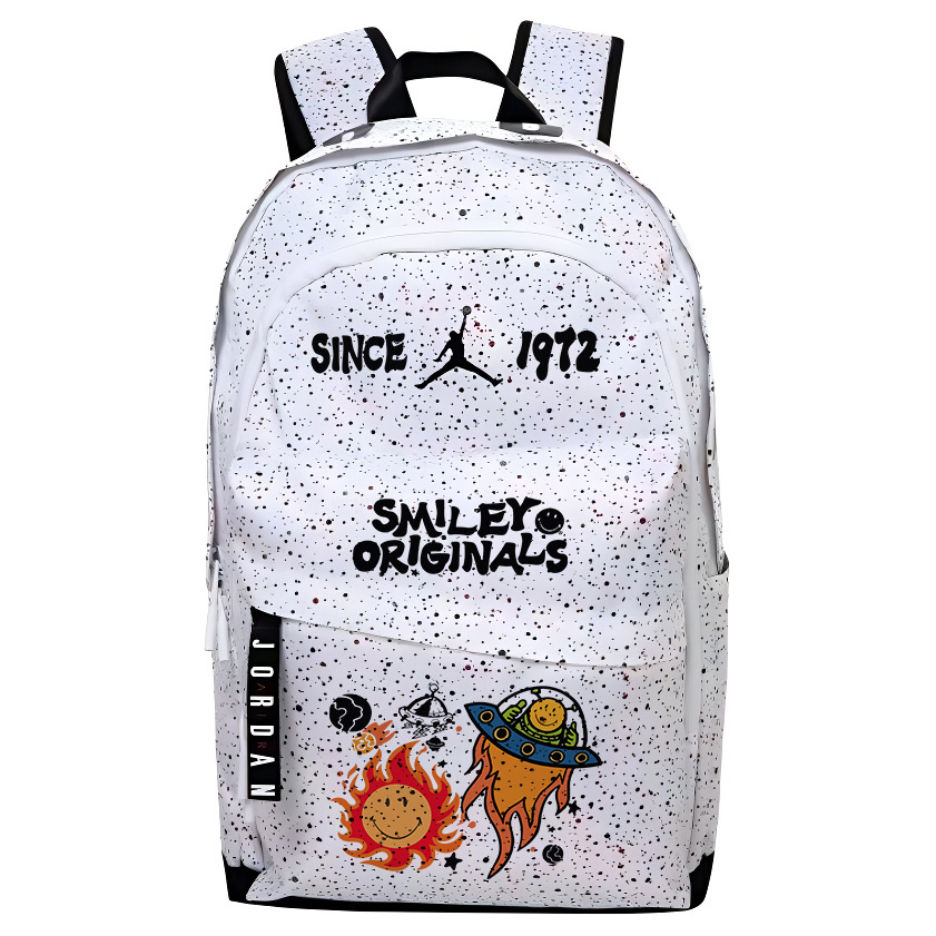 Jordan Полиэстеровый рюкзак унисекс белый, Smiley Face Flying Saucer
Jordan Полиэстеровый рюкзак унисекс белый, Smiley Face Flying Saucer
