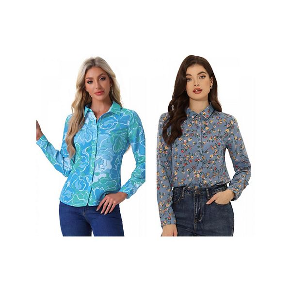 2 упаковки женской рубашки с длинным рукавом и цветочным принтом Inspire Chic, Gray Blue Blue Green
2 упаковки женской рубашки с длинным рукавом и цветочным принтом Inspire Chic, Gray Blue Blue Green