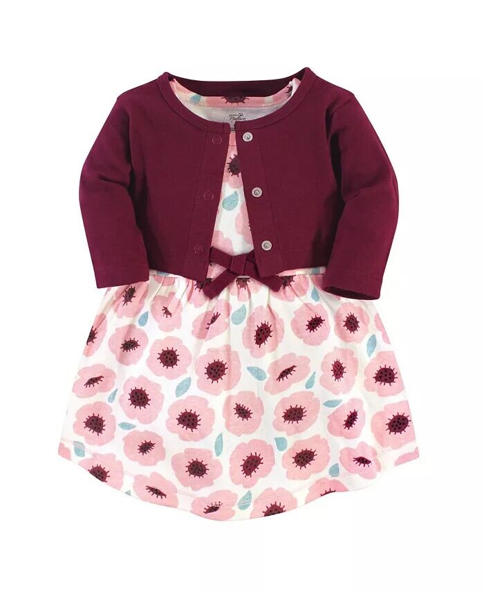 Комплект из 2 предметов: платье и кардиган из органического хлопка для маленьких девочек, клубника Touched By Nature, синий 
Комплект из 2 предметов: платье и кардиган из органического хлопка для маленьких девочек, клубника Touched By Nature, синий