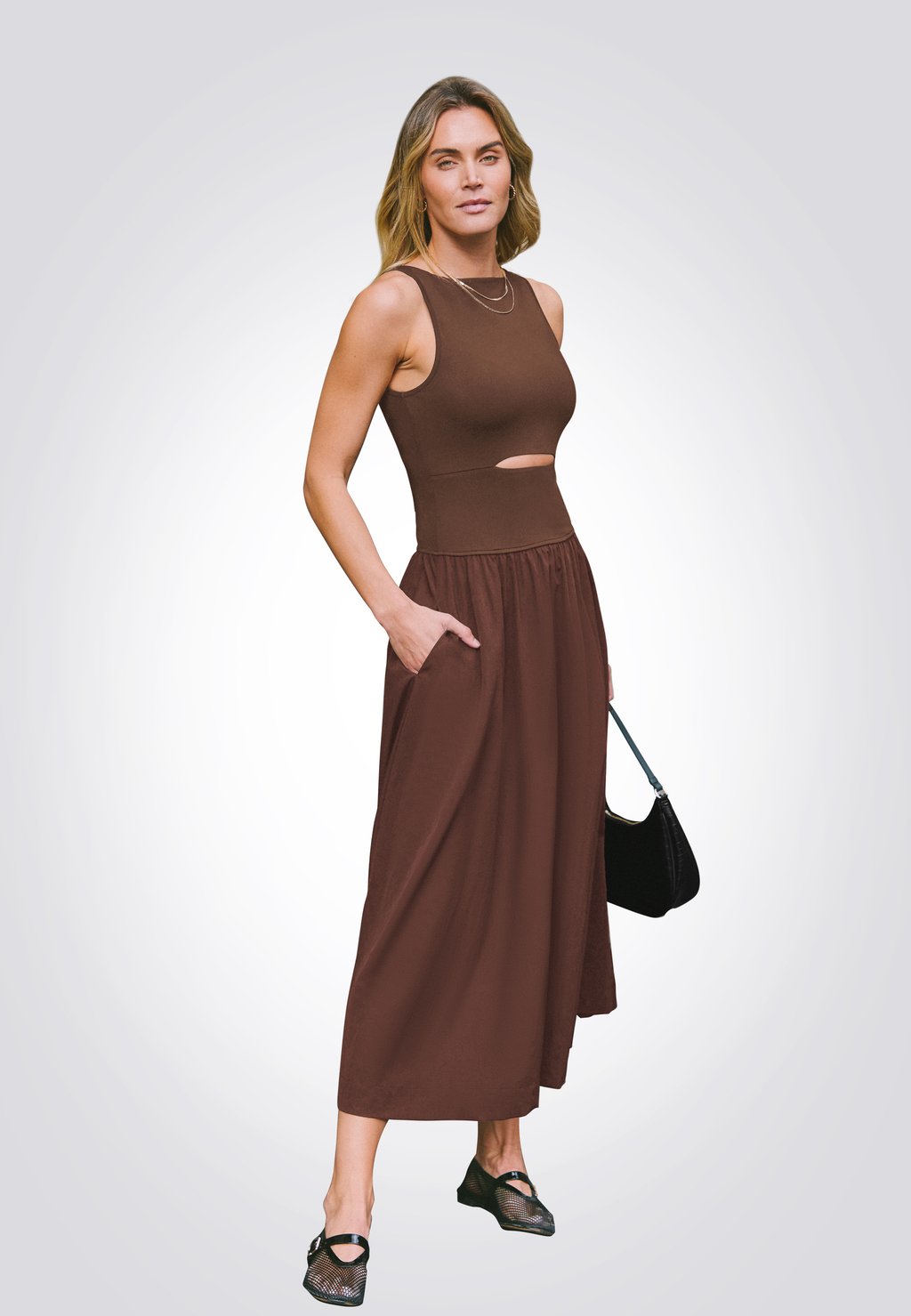 Повседневное платье BOAT NECK SLEEVELESS CUTOUT Cupshe, коричневый 
Повседневное платье BOAT NECK SLEEVELESS CUTOUT Cupshe, коричневый