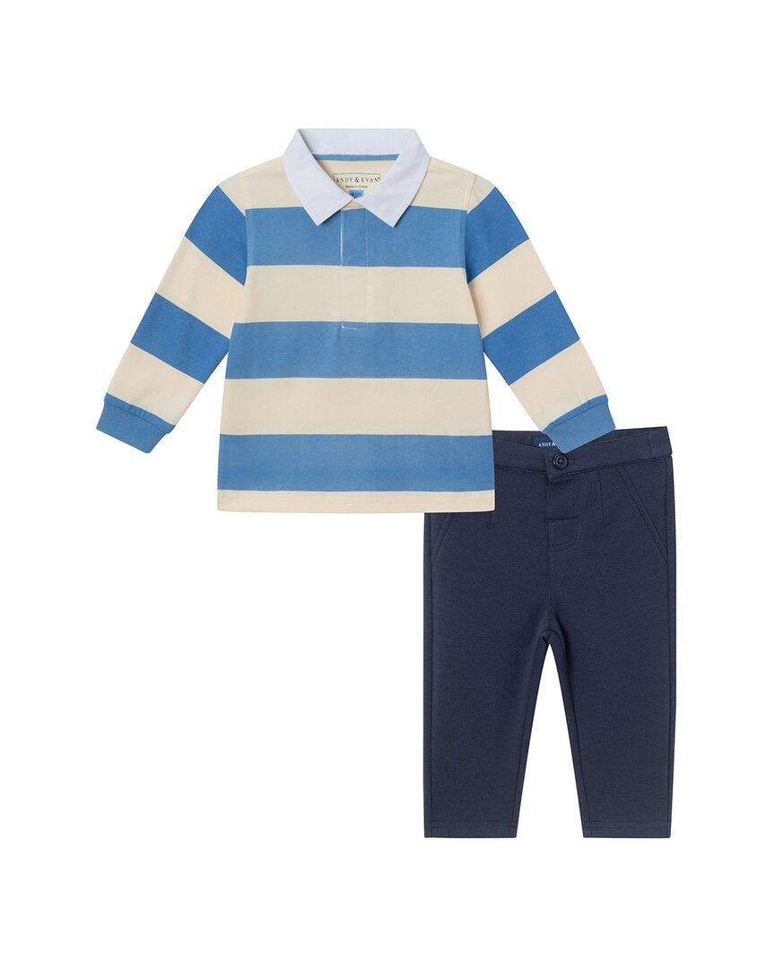 Комплект из полосатой рубашки регби и брюк пике от Andy & Evan, синий
Комплект из полосатой рубашки регби и брюк пике от Andy & Evan, синий