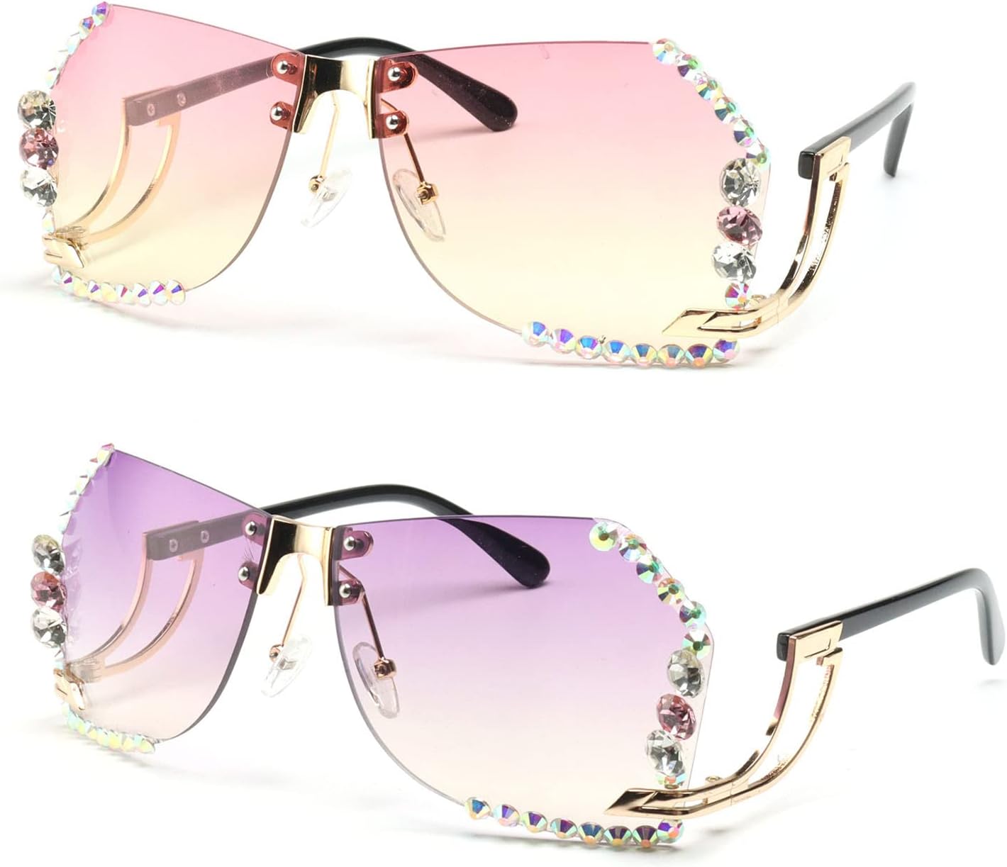 COTIA Винтажные модные солнцезащитные очки большого размера без оправы, украшенные стразами, для женщин и мужчин, с многоугольными кристаллами и бриллиантами, Pink Yellow&purple
COTIA Винтажные модные солнцезащитные очки большого размера без оправы, украшенные стразами, для женщин и мужчин, с многоугольными кристаллами и бриллиантами, Pink Yellow&purple