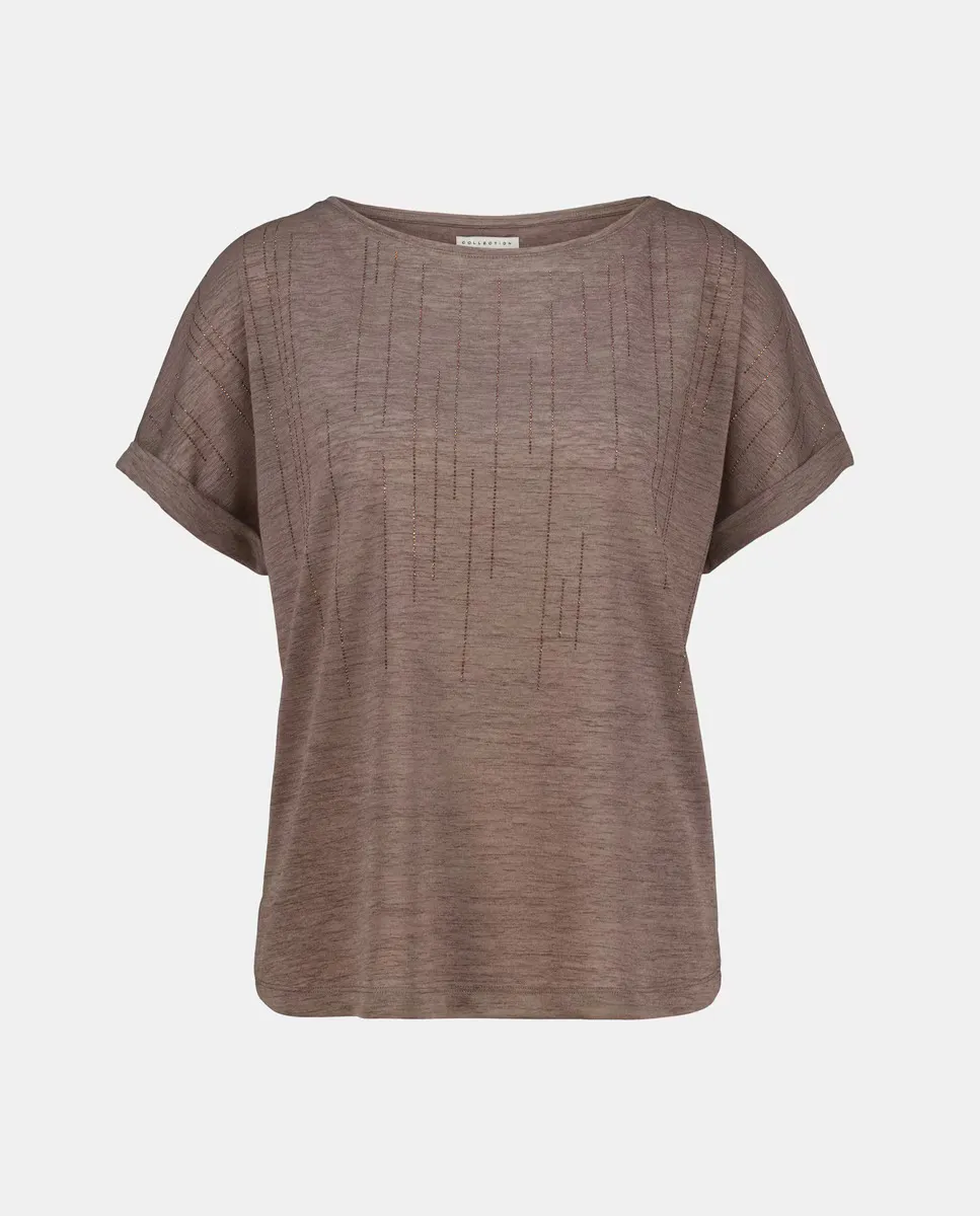 Женская футболка с короткими рукавами и заклепками Woman El Corte Inglés, цвет Tostado 
Женская футболка с короткими рукавами и заклепками Woman El Corte Inglés, цвет Tostado