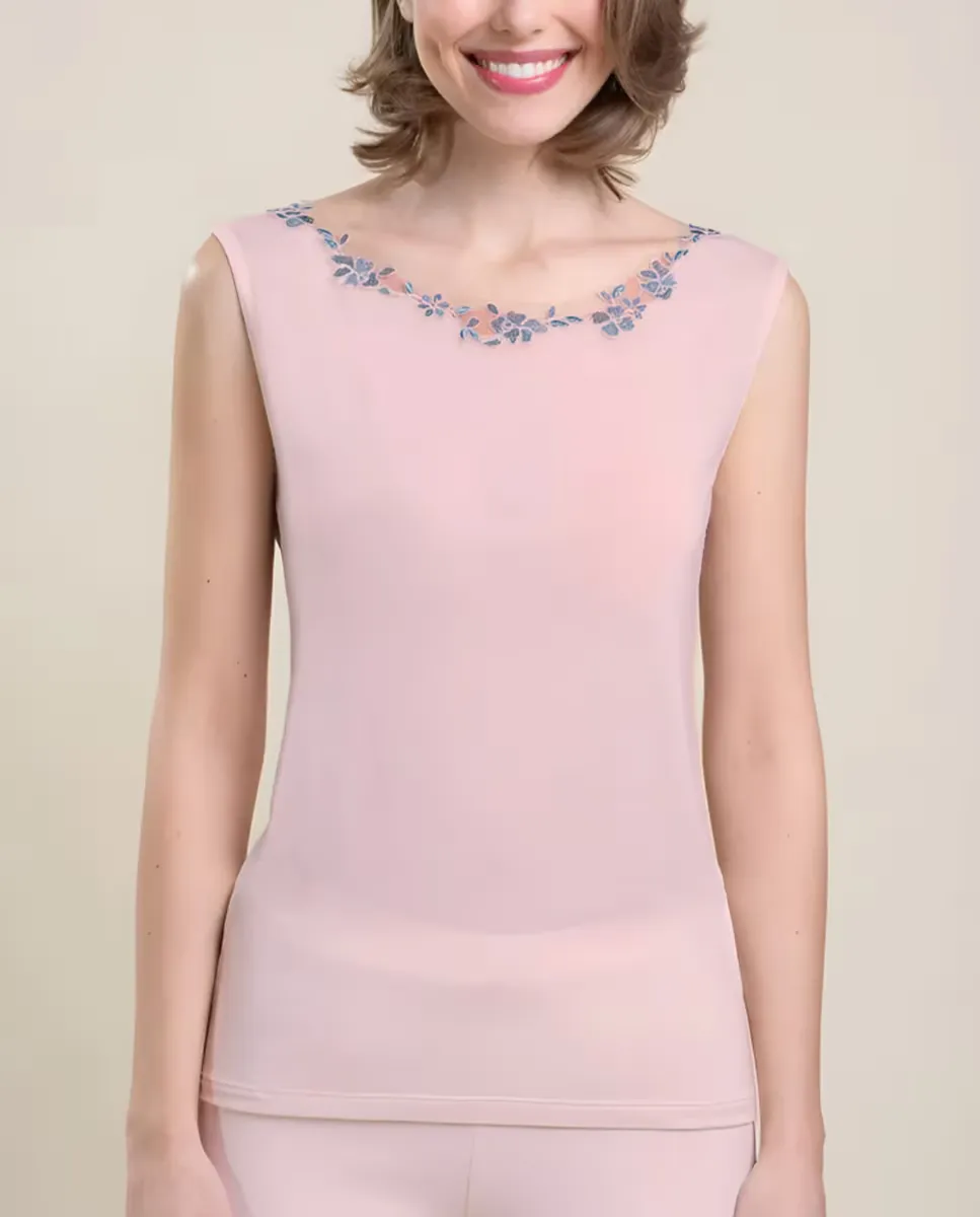 Женская безрукавная нижняя майка с вышитым тюлем Vittoria B. Intimo, розовый
Женская безрукавная нижняя майка с вышитым тюлем Vittoria B. Intimo, розовый