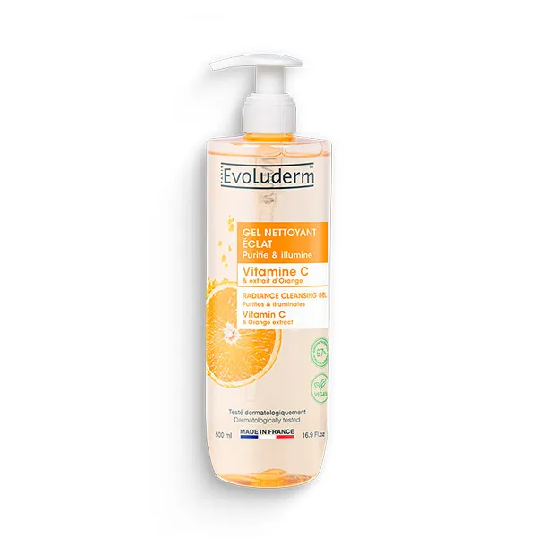 Очищающий и осветляющий гель для лица Vitamin C & Orange Extract Evoluderm, 500 ml 
Очищающий и осветляющий гель для лица Vitamin C & Orange Extract Evoluderm, 500 ml