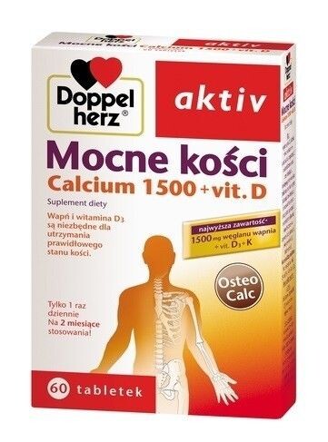Препарат для укрепления костей Doppelherz aktiv Mocne kości Calcium 1500 + Vit.D3, 60 шт
Препарат для укрепления костей Doppelherz aktiv Mocne kości Calcium 1500 + Vit.D3, 60 шт