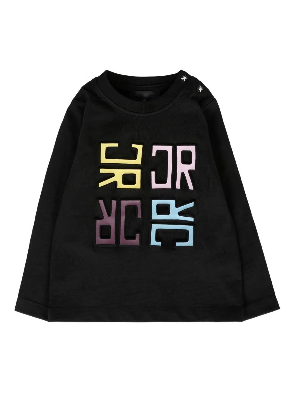 Топ с длинными рукавами и логотипом John Richmond Junior, черный 
Топ с длинными рукавами и логотипом John Richmond Junior, черный