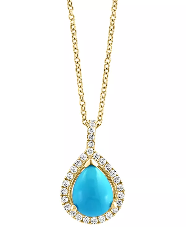 Ожерелье-Капелька Effy с бирюзой и бриллиантами (1/5 карата) длиной 18 дюймов из 14-каратного золота Effy Collection, gold
Ожерелье-Капелька Effy с бирюзой и бриллиантами (1/5 карата) длиной 18 дюймов из 14-каратного золота Effy Collection, gold