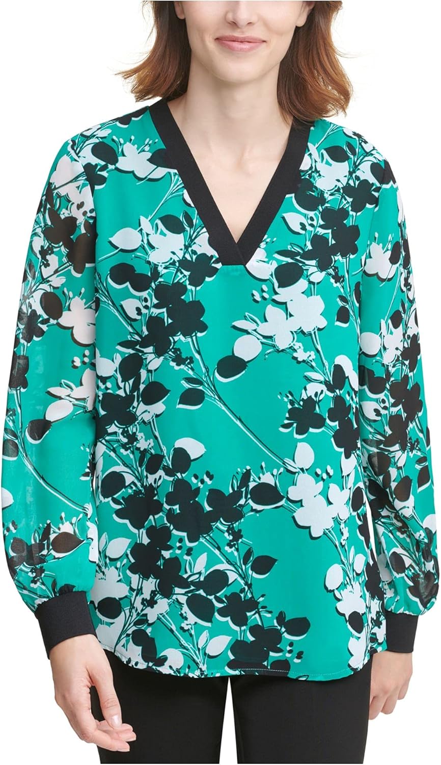 Блузка Calvin Klein с V-образным вырезом и отделкой, Jungle Green/Black/White
Блузка Calvin Klein с V-образным вырезом и отделкой, Jungle Green/Black/White