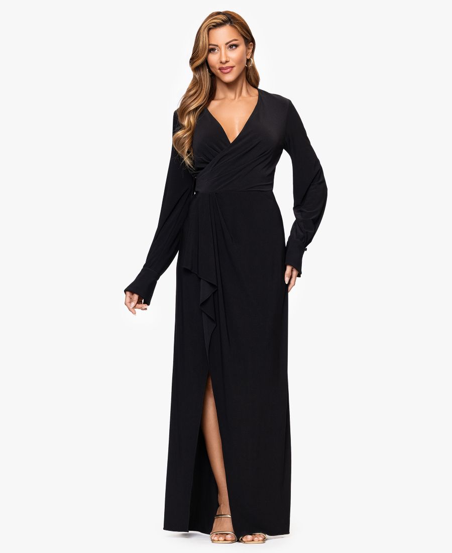 Женское платье с V-образным вырезом и длинными рукавами XSCAPE, Black
Женское платье с V-образным вырезом и длинными рукавами XSCAPE, Black