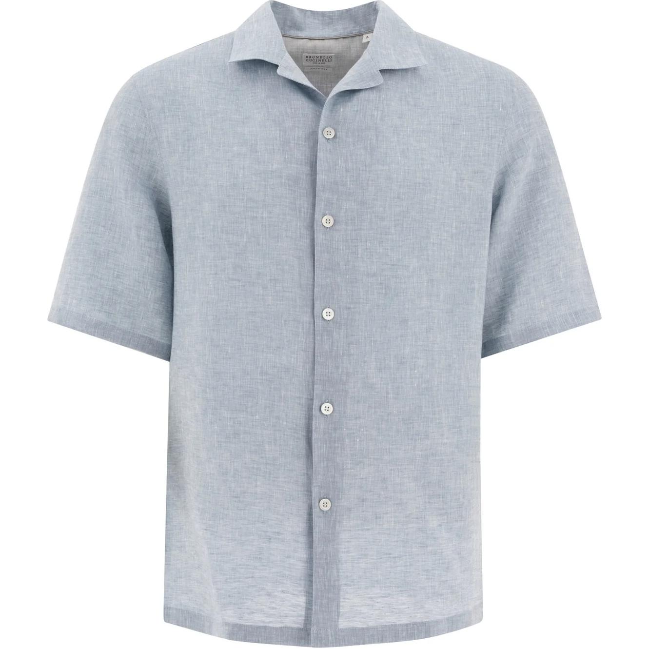 Рубашка с короткими рукавами на пуговицах Brunello Cucinelli, светлый синий
Рубашка с короткими рукавами на пуговицах Brunello Cucinelli, светлый синий