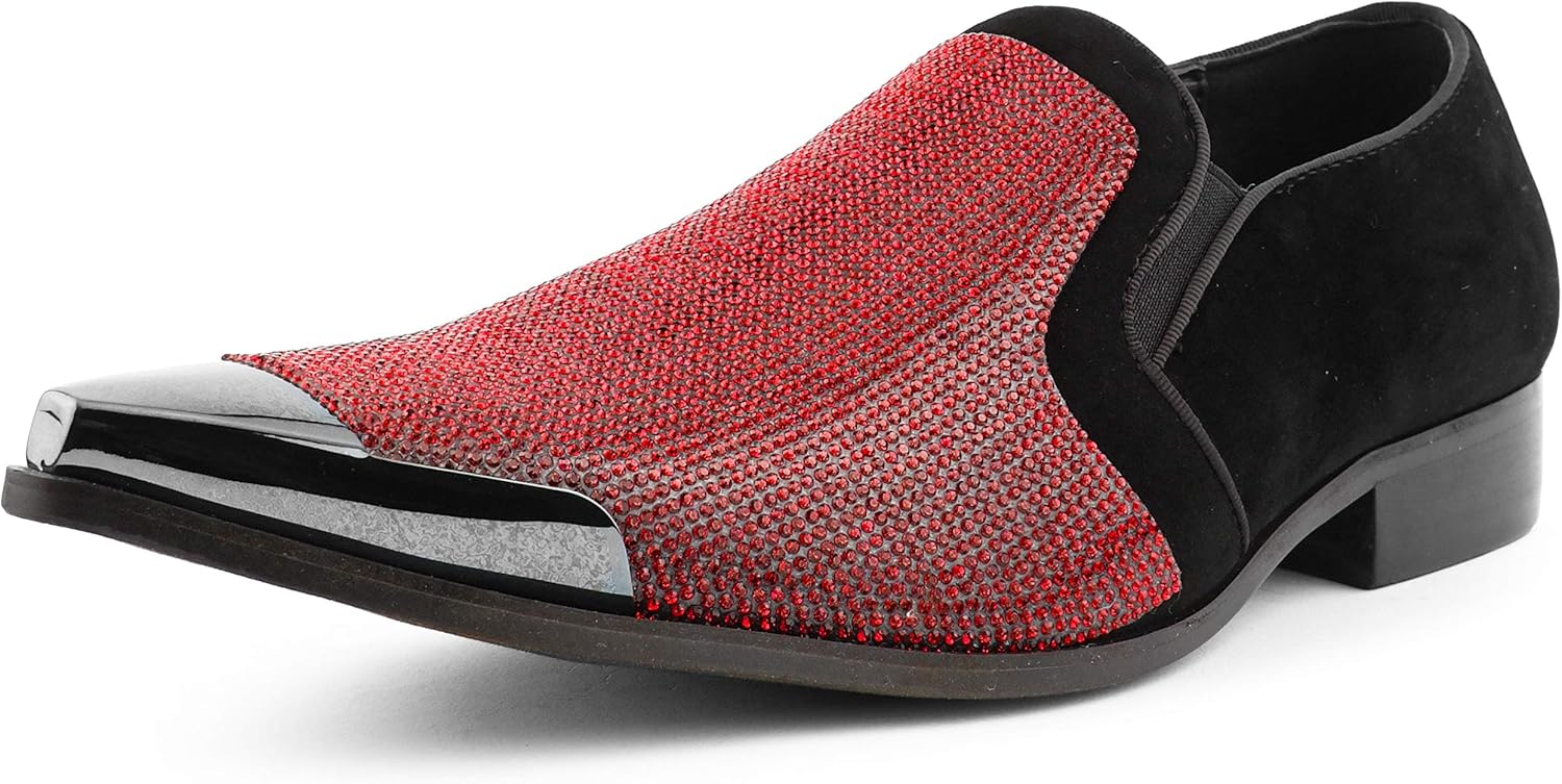 Мужские классические лоферы Bolano x Amali с кристаллами, без шнурков, модель для смокинга, с заостренным носком и металлическим наконечником, размер больше, черный/красный
Мужские классические лоферы Bolano x Amali с кристаллами, без шнурков, модель для смокинга, с заостренным носком и металлическим наконечником, размер больше, черный/красный
