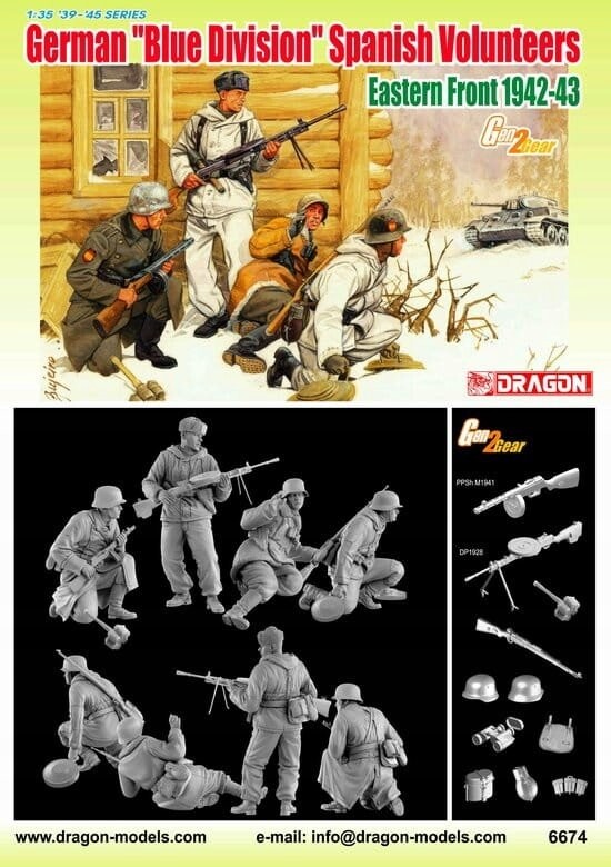 Немецкая Голубая дивизия, испанские добровольцы, Восточный фронт 1942-43, Дракон 6674 DRAGON 
Немецкая Голубая дивизия, испанские добровольцы, Восточный фронт 1942-43, Дракон 6674 DRAGON