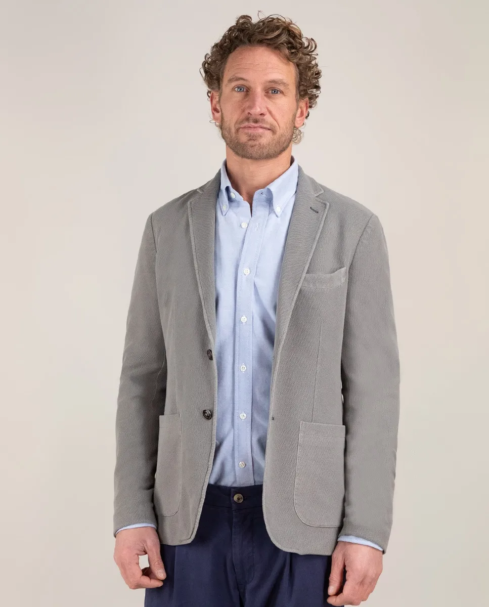 Приталенный мужской пиджак из однотонного пике El Ganso, серый
Приталенный мужской пиджак из однотонного пике El Ganso, серый