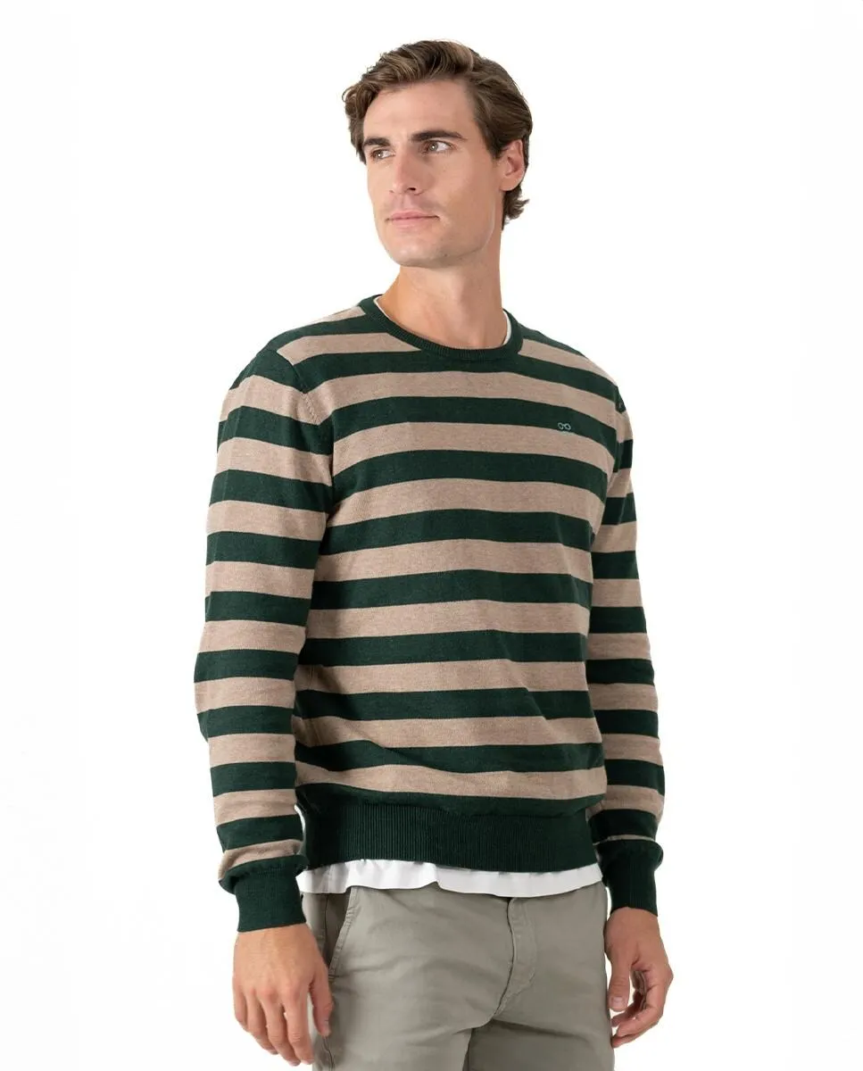 Мужской хлопковый свитер с полосатым круглым вырезом Makarthy, темно-зеленый
Мужской хлопковый свитер с полосатым круглым вырезом Makarthy, темно-зеленый