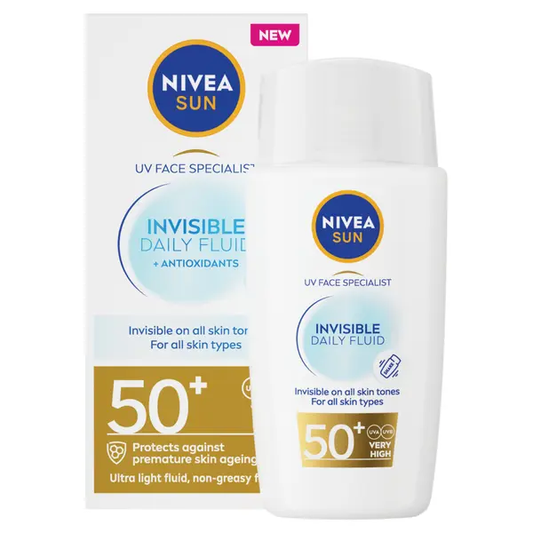 Флюид для лица с spf50+, 40 мл Nivea Sun invisible daily
Флюид для лица с spf50+, 40 мл Nivea Sun invisible daily
