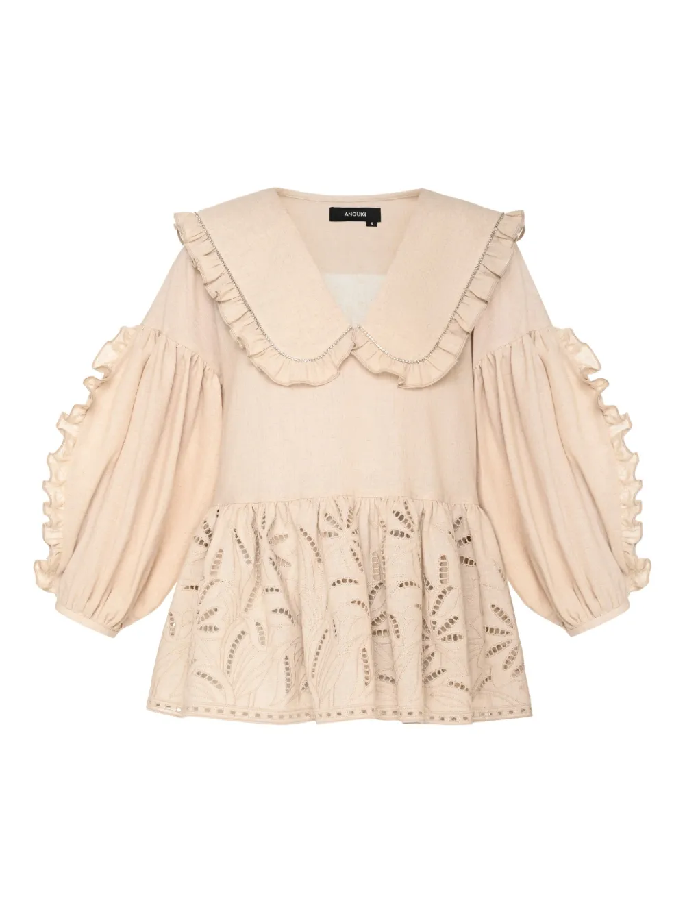 Блузка с английской вышивкой и оборками ANOUKI, нейтральный
Блузка с английской вышивкой и оборками ANOUKI, нейтральный
