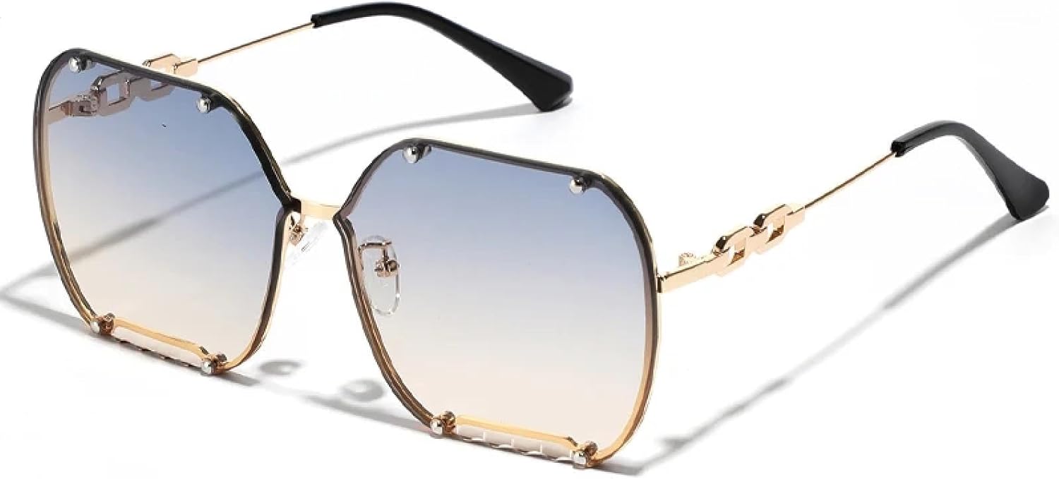 Солнцезащитные очки в крупной оправе для женщин и мужчин, модные панк-очки с цепочкой и заклепками, роскошные солнцезащитные очки с защитой от УФ-излучения UV400 TKKTLLT, Blue Yellow
Солнцезащитные очки в крупной оправе для женщин и мужчин, модные панк-очки с цепочкой и заклепками, роскошные солнцезащитные очки с защитой от УФ-излучения UV400 TKKTLLT, Blue Yellow