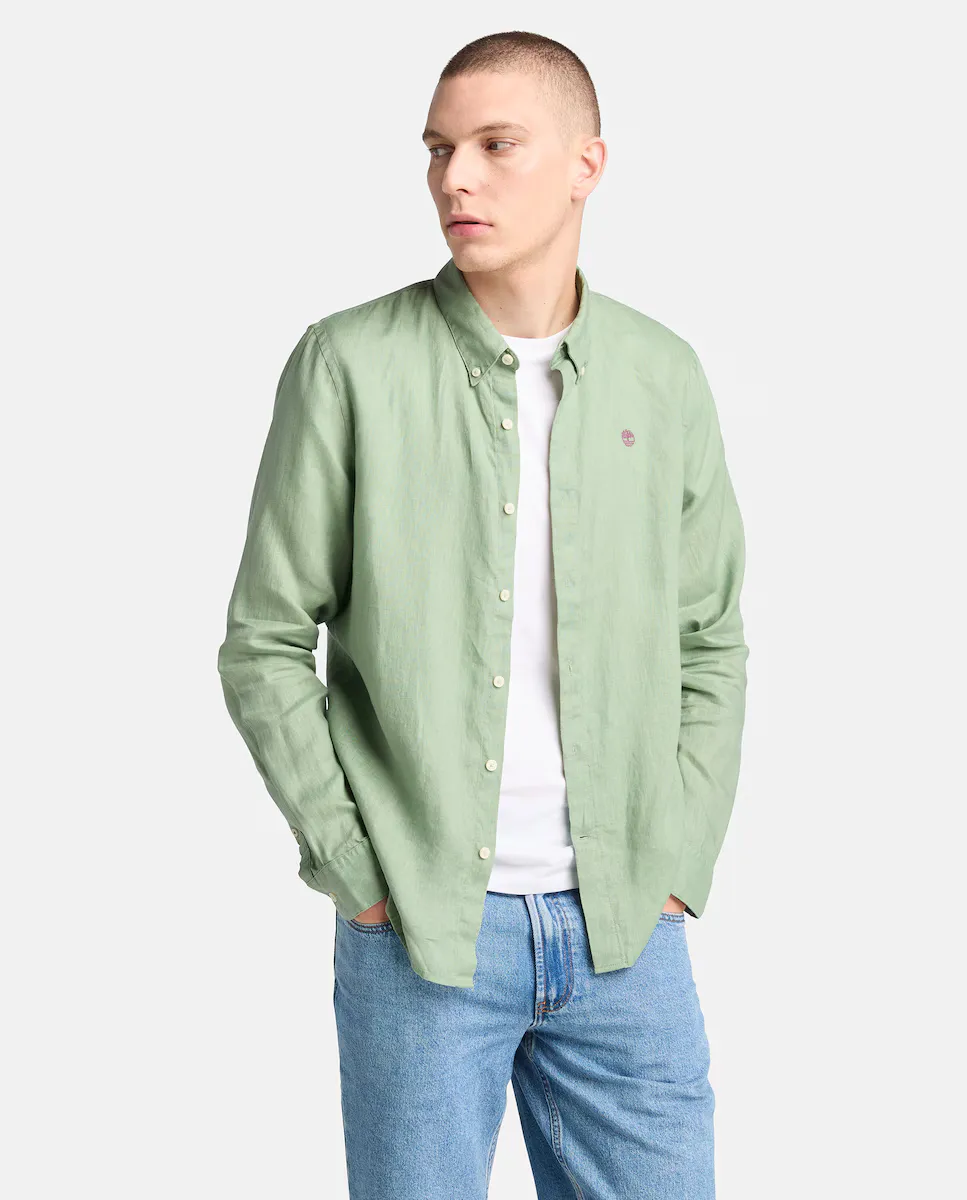 Мужская однотонная льняная рубашка, облегающего кроя, длинные рукава Timberland, светло-зеленый
Мужская однотонная льняная рубашка, облегающего кроя, длинные рукава Timberland, светло-зеленый