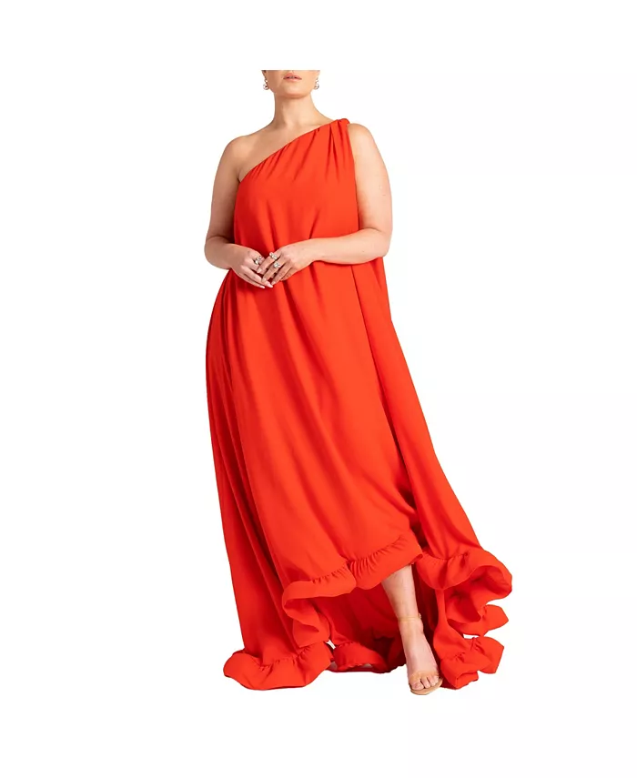 Женское платье с драматичными рюшами ELOQUII, оранжевый
Женское платье с драматичными рюшами ELOQUII, оранжевый