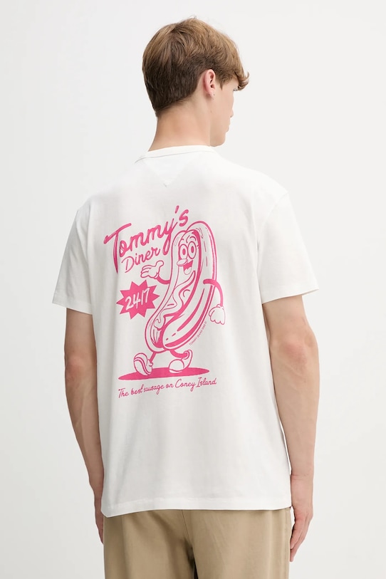 Хлопковая футболка Tommy Jeans, бежевый 
Хлопковая футболка Tommy Jeans, бежевый