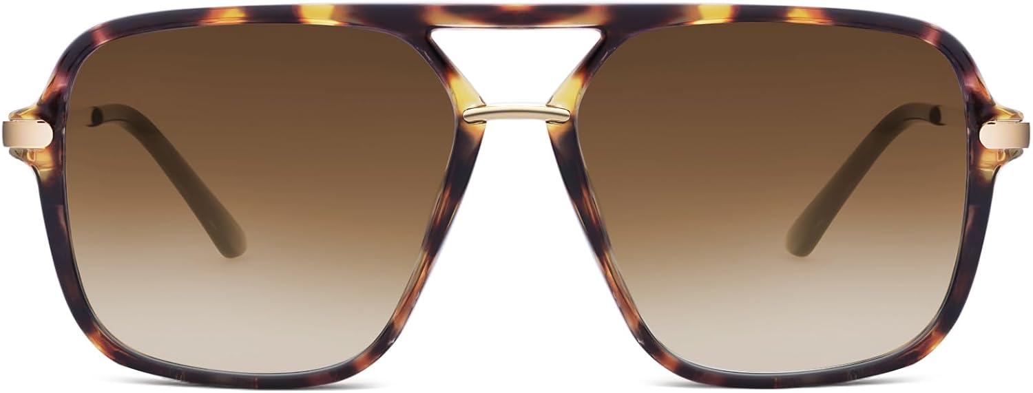 Ретро-солнцезащитные очки-авиаторы с квадратными тонированными линзами, не спутывающиеся, без носовой перемычки, для женщин и мужчин, модные Tskestvy, Tortoise Shell Frame/ Gradient Tea Lense
Ретро-солнцезащитные очки-авиаторы с квадратными тонированными линзами, не спутывающиеся, без носовой перемычки, для женщин и мужчин, модные Tskestvy, Tortoise Shell Frame/ Gradient Tea Lense