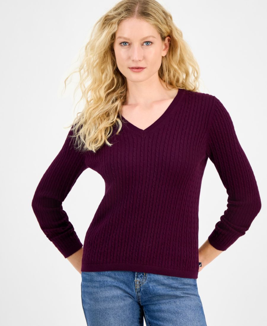 Женский свитер крупной вязки с V-образным вырезом, только онлайн Nautica Jeans, Aubergine
Женский свитер крупной вязки с V-образным вырезом, только онлайн Nautica Jeans, Aubergine