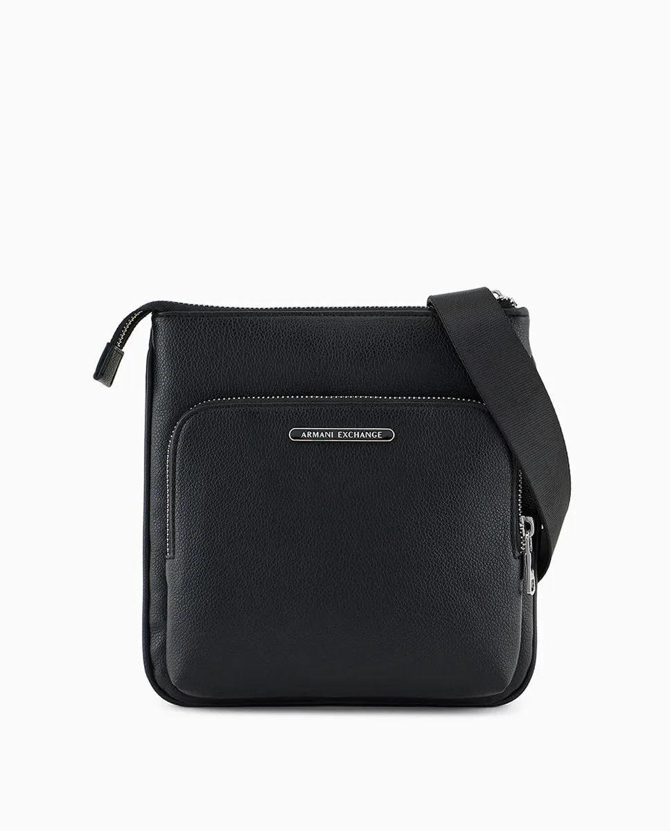 Простая мужская сумка через плечо с двумя отделениями Armani Exchange, черный 
Простая мужская сумка через плечо с двумя отделениями Armani Exchange, черный