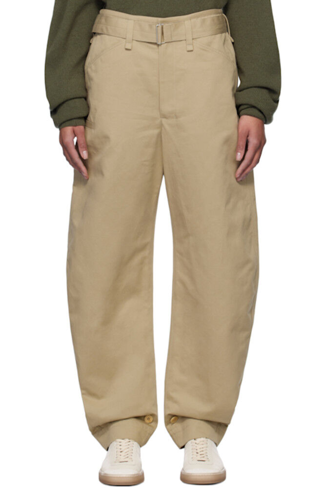 Бежевые зауженные брюки с поясом LEMAIRE
Бежевые зауженные брюки с поясом LEMAIRE