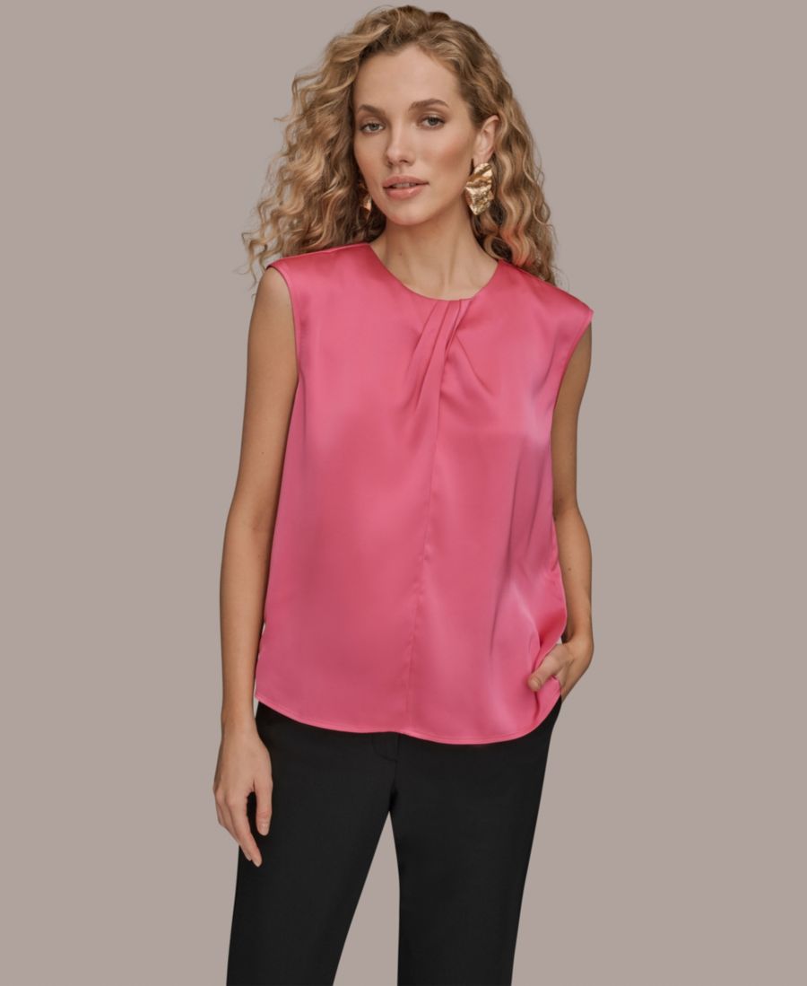Женская однотонная блузка без рукавов с перекрученным вырезом Donna Karan New York, Pink Sands
Женская однотонная блузка без рукавов с перекрученным вырезом Donna Karan New York, Pink Sands