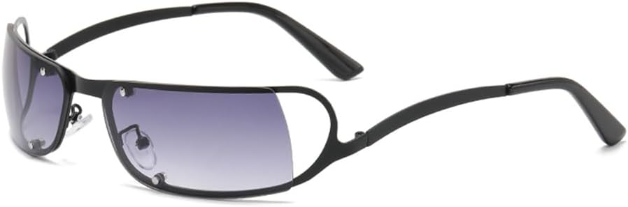 Модные солнцезащитные очки без оправы в стиле Y2K для женщин и мужчин, стильные солнцезащитные очки с обтекаемой формой, панк-очки, прямоугольные спортивные очки KTUCN, Black Grey
Модные солнцезащитные очки без оправы в стиле Y2K для женщин и мужчин, стильные солнцезащитные очки с обтекаемой формой, панк-очки, прямоугольные спортивные очки KTUCN, Black Grey