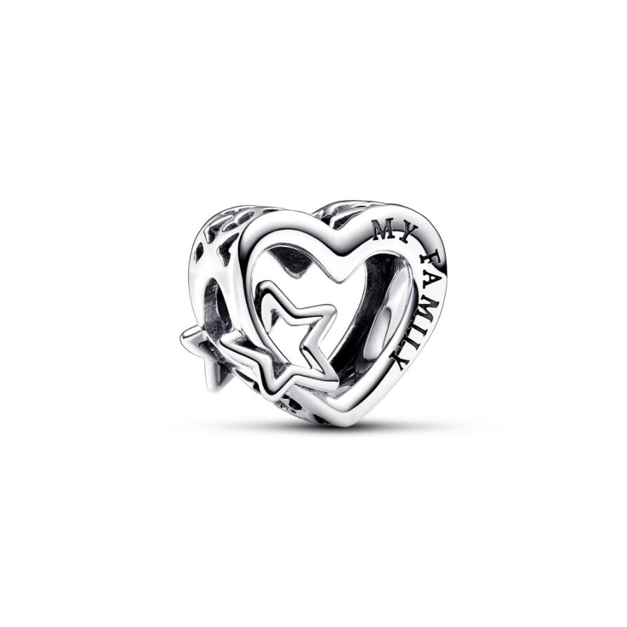 Шарм Openwork Family Heart & Star Pandora, стерлинговое серебро 
Шарм Openwork Family Heart & Star Pandora, стерлинговое серебро