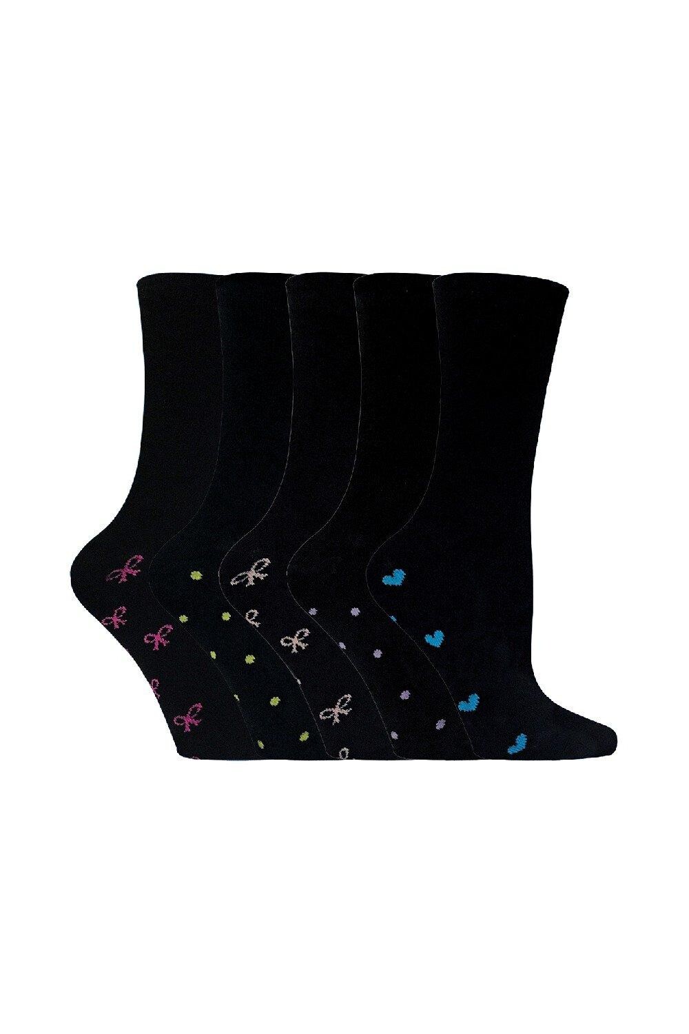 5 пар черных хлопковых носков с сердечками и розовыми бантами Sock Snob, черный 
5 пар черных хлопковых носков с сердечками и розовыми бантами Sock Snob, черный