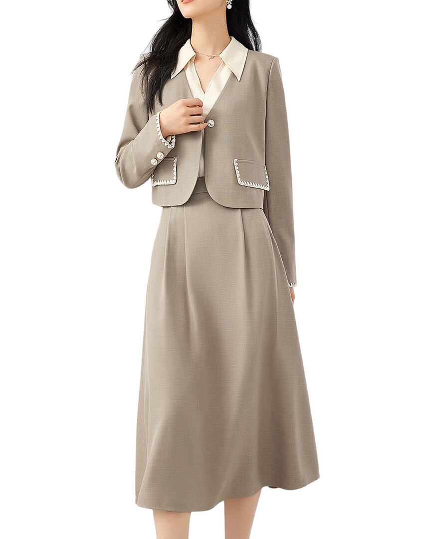 OUNIXUE Комплект из 2 предметов: блейзер и юбка, серый
OUNIXUE Комплект из 2 предметов: блейзер и юбка, серый