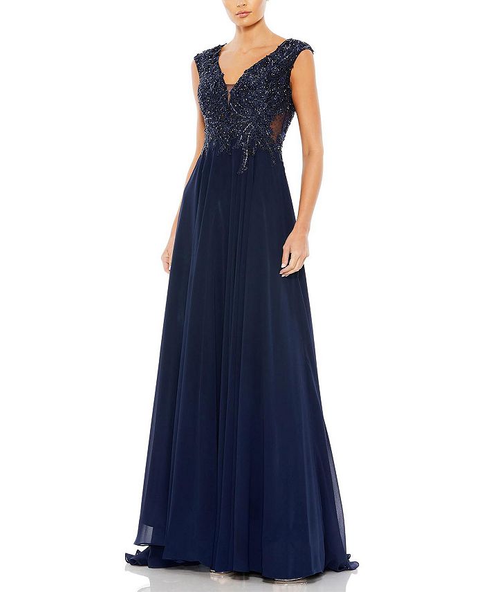 Платье с аппликацией, короткими рукавами и расклешенным подолом Mac Duggal, синий
Платье с аппликацией, короткими рукавами и расклешенным подолом Mac Duggal, синий