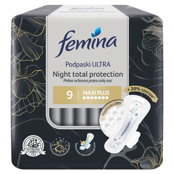 Ночные прокладки, 9 шт./1 упаковка. Femina Total night protect
Ночные прокладки, 9 шт./1 упаковка. Femina Total night protect