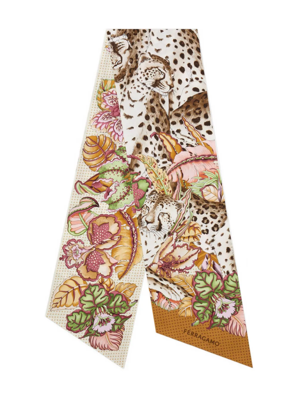 Шелковый шарф с принтом "гепард" Ferragamo, светло-бежевый
Шелковый шарф с принтом "гепард" Ferragamo, светло-бежевый