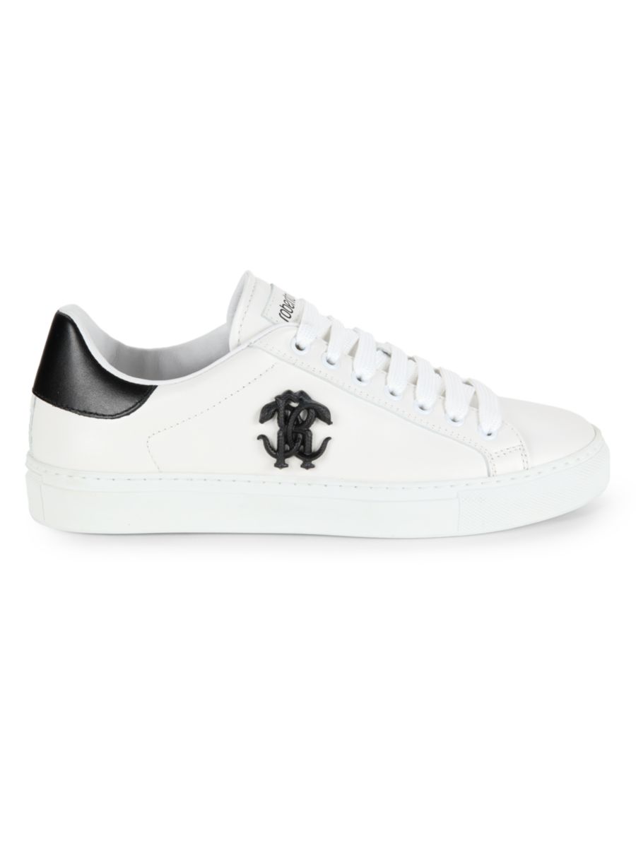 Низкие кожаные кроссовки Roberto Cavalli, белый/черный 
Низкие кожаные кроссовки Roberto Cavalli, белый/черный