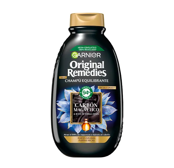 Шампунь для жирных корней и сухих кончиков Carbón Magnético & Aceite De Semilla Negra Original Remedies, 300 ml
Шампунь для жирных корней и сухих кончиков Carbón Magnético & Aceite De Semilla Negra Original Remedies, 300 ml