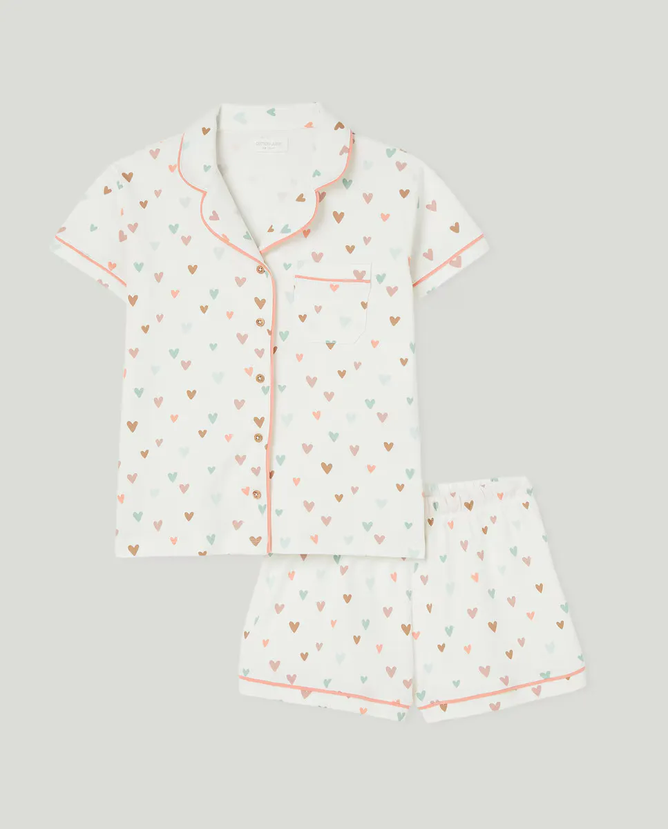 Пижама для девочек с принтом и застежкой на пуговицы Cotton Juice, мультиколор 
Пижама для девочек с принтом и застежкой на пуговицы Cotton Juice, мультиколор