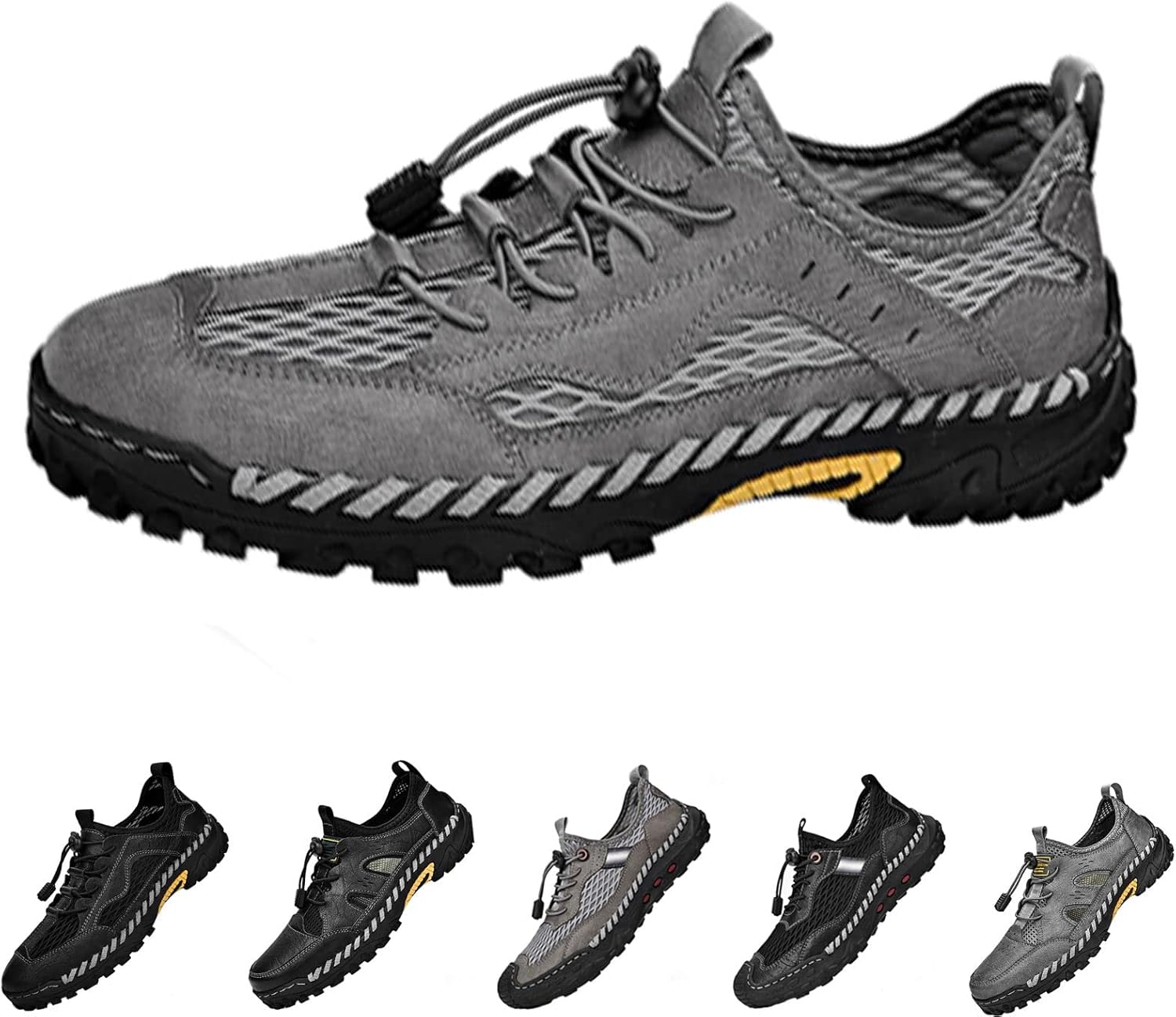 Мужские сетчатые сандалии с регулируемой шнуровкой, ручная прошивка, дышащая кожа, водонепроницаемые, нескользящие, для прогулок, походов и пляжа Crepuscute, черный
Мужские сетчатые сандалии с регулируемой шнуровкой, ручная прошивка, дышащая кожа, водонепроницаемые, нескользящие, для прогулок, походов и пляжа Crepuscute, черный