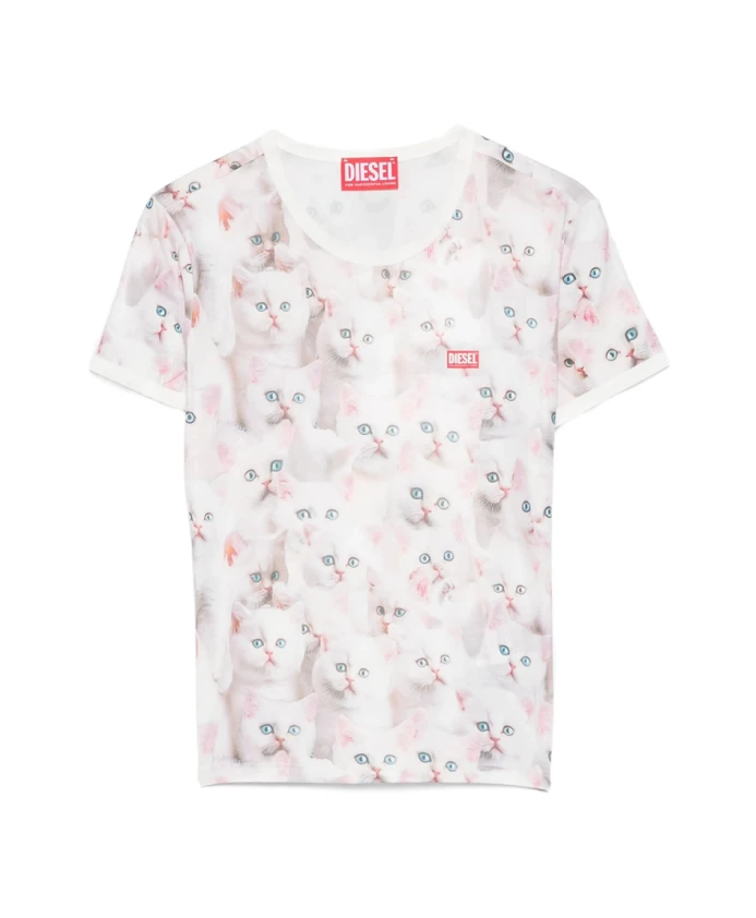 Футболка с круглым вырезом и кошачьим рисунком Diesel, белый
Футболка с круглым вырезом и кошачьим рисунком Diesel, белый