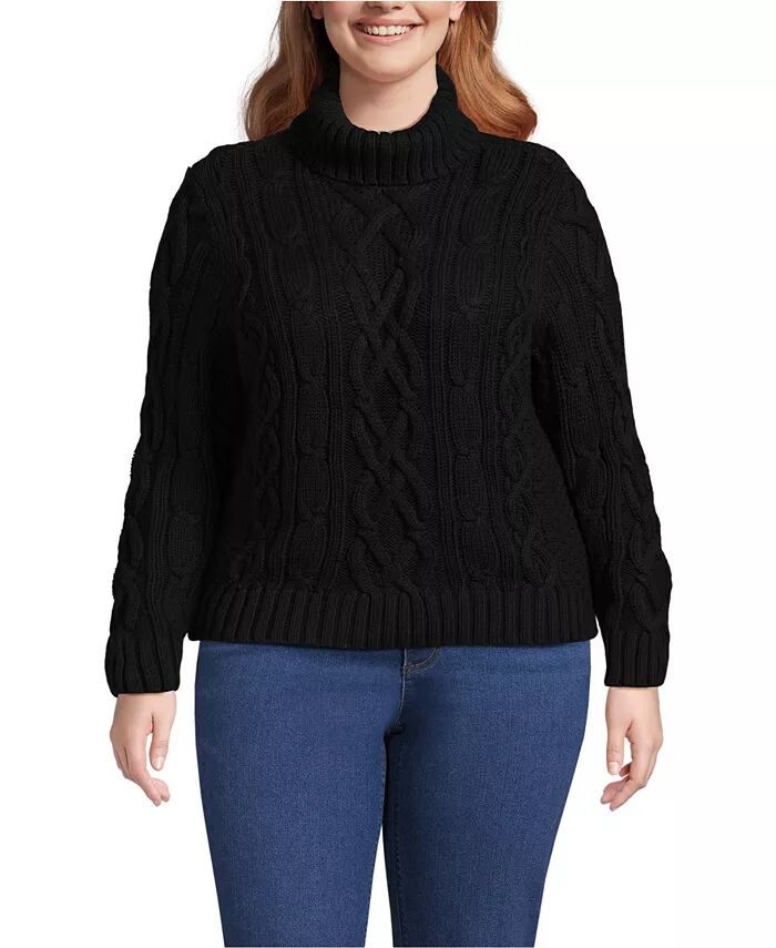 Свитер-водолазка Drifter Cable большого размера Lands' End, черный
Свитер-водолазка Drifter Cable большого размера Lands' End, черный