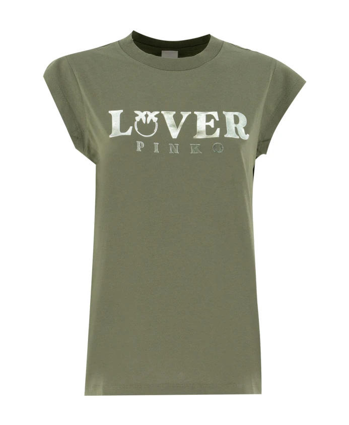 Хлопковая футболка с круглым вырезом и принтом "Любовь" Pinko, зеленый
Хлопковая футболка с круглым вырезом и принтом "Любовь" Pinko, зеленый